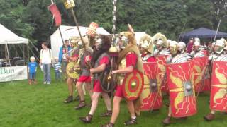 Roman Reenactment at the Amphitheatre in Caerleon Marching In [upl. by Annahs]