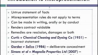 Misrepresentation Lecture 1 of 4 [upl. by Yeaton]